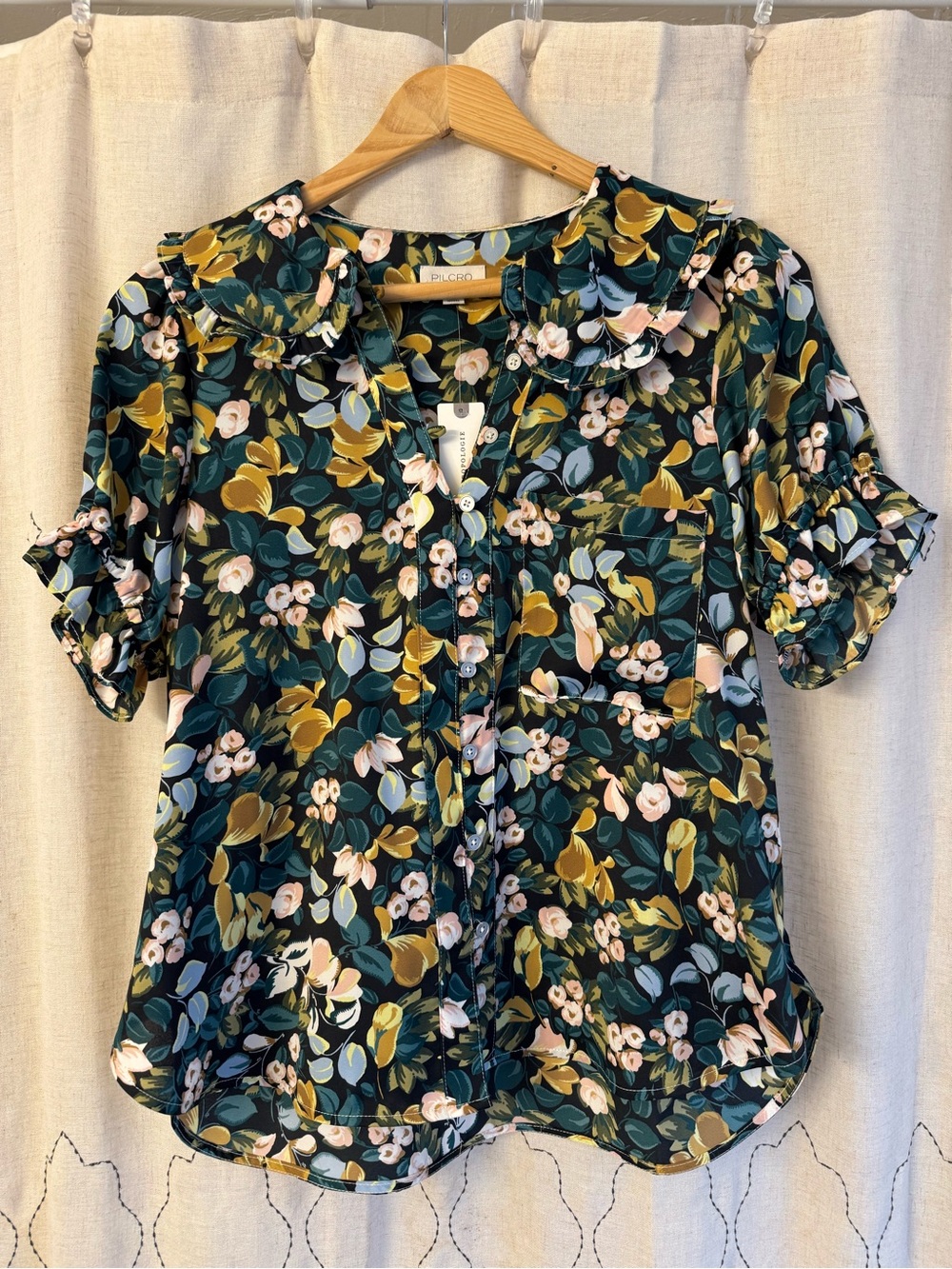 NWT Keira Blouse, by Pilcro, Anthropologie in Teal